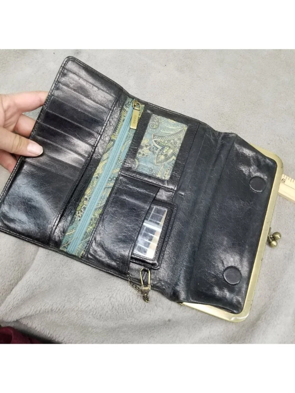 HOBO Wallet Womens 8x4 Black Leather Clutch *Read*